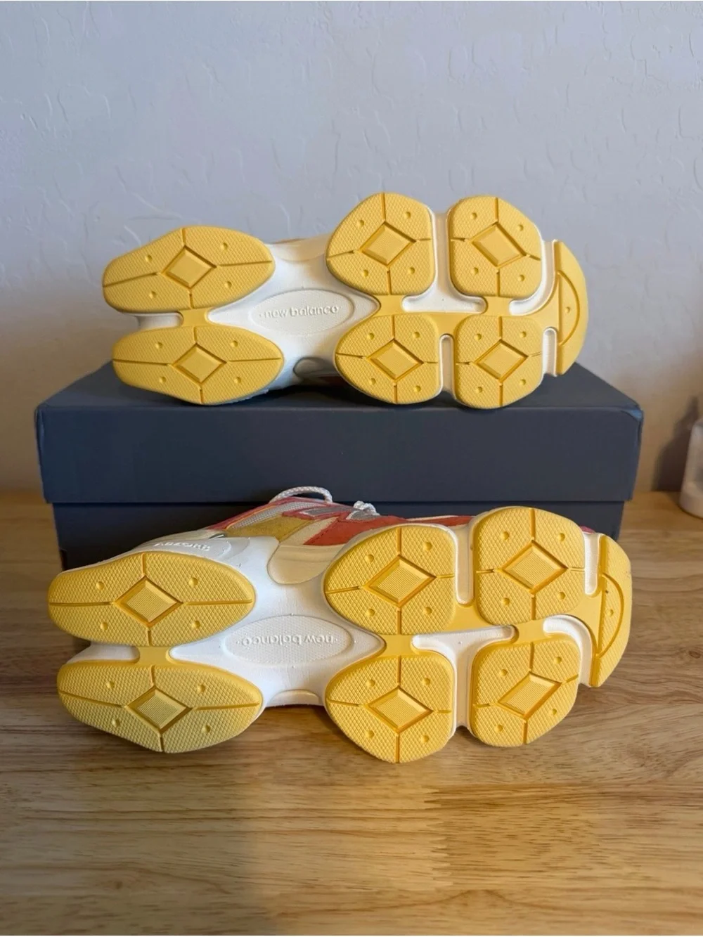 New Balance Sneakers in Coral, Yellow, Cream and White